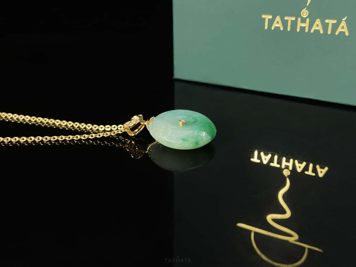 Moss Veil Green Ping An Kou · Nature Burmese Jadeite Pendant
