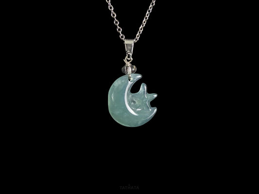 Blue Star Embracing the Moon · Nature Guatemalan Jadeite Pendant