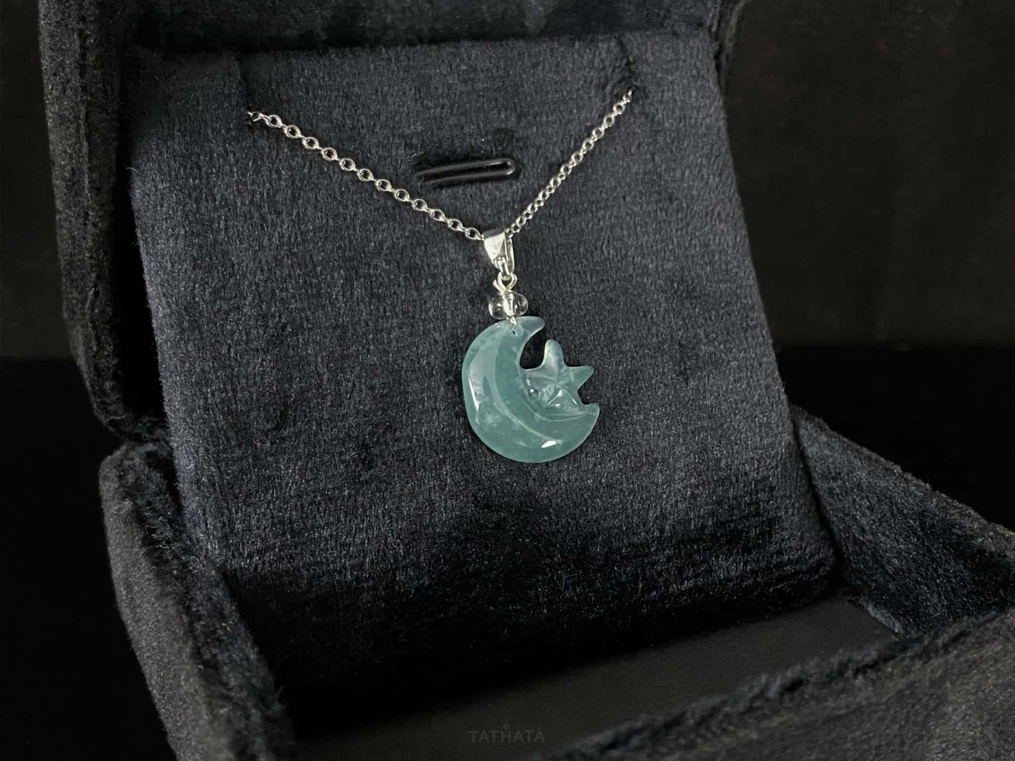 Blue Star Embracing the Moon · Nature Guatemalan Jadeite Pendant