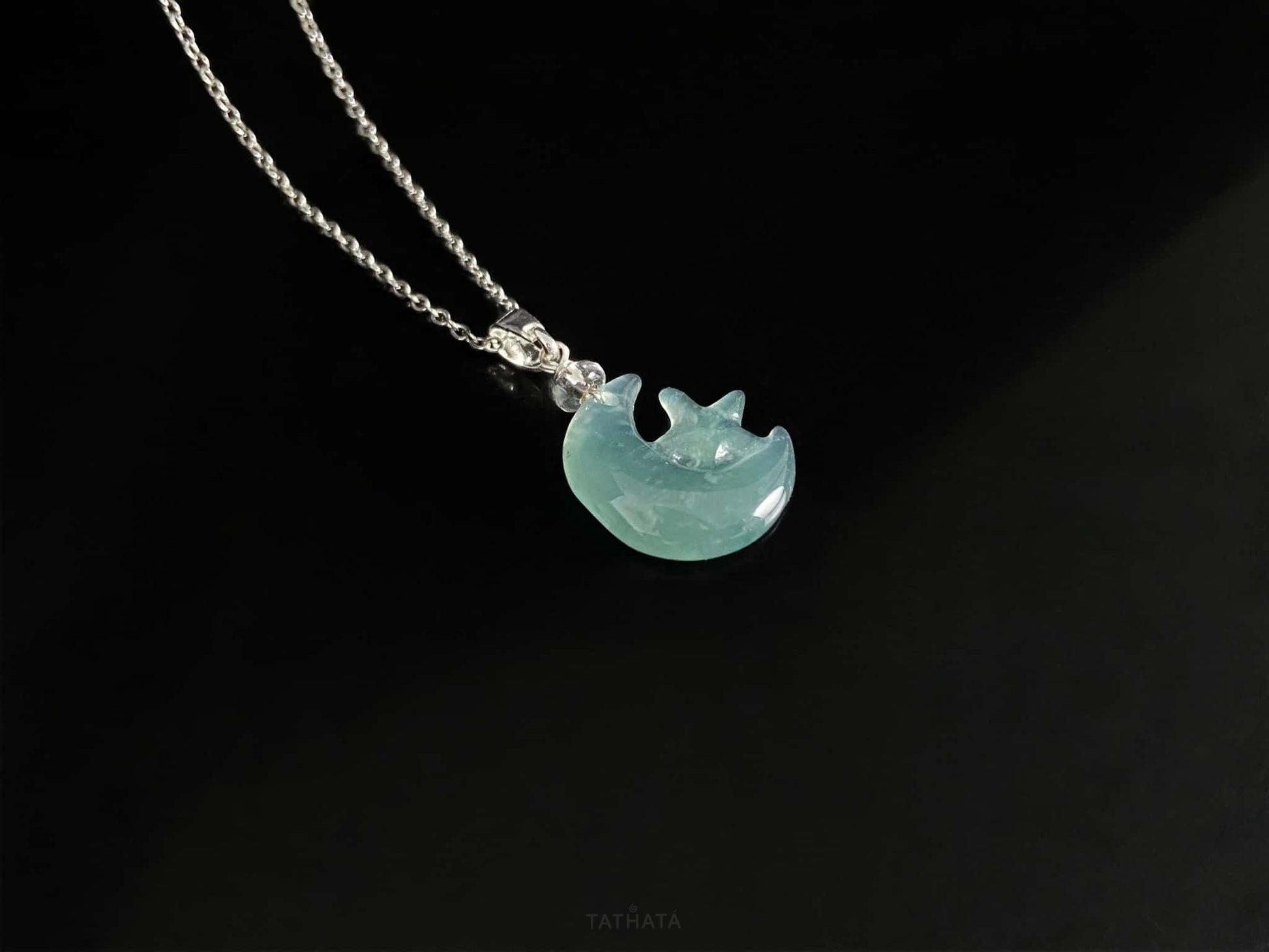 Blue Star Embracing the Moon · Nature Guatemalan Jadeite Pendant