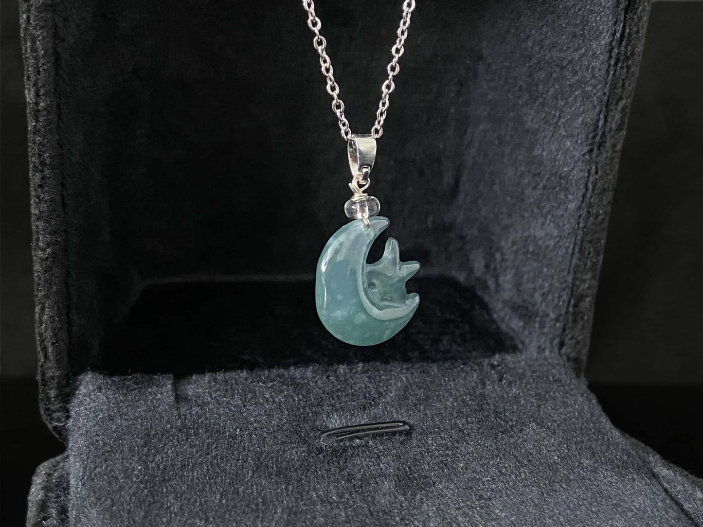 Blue Star Embracing the Moon · Nature Guatemalan Jadeite Pendant