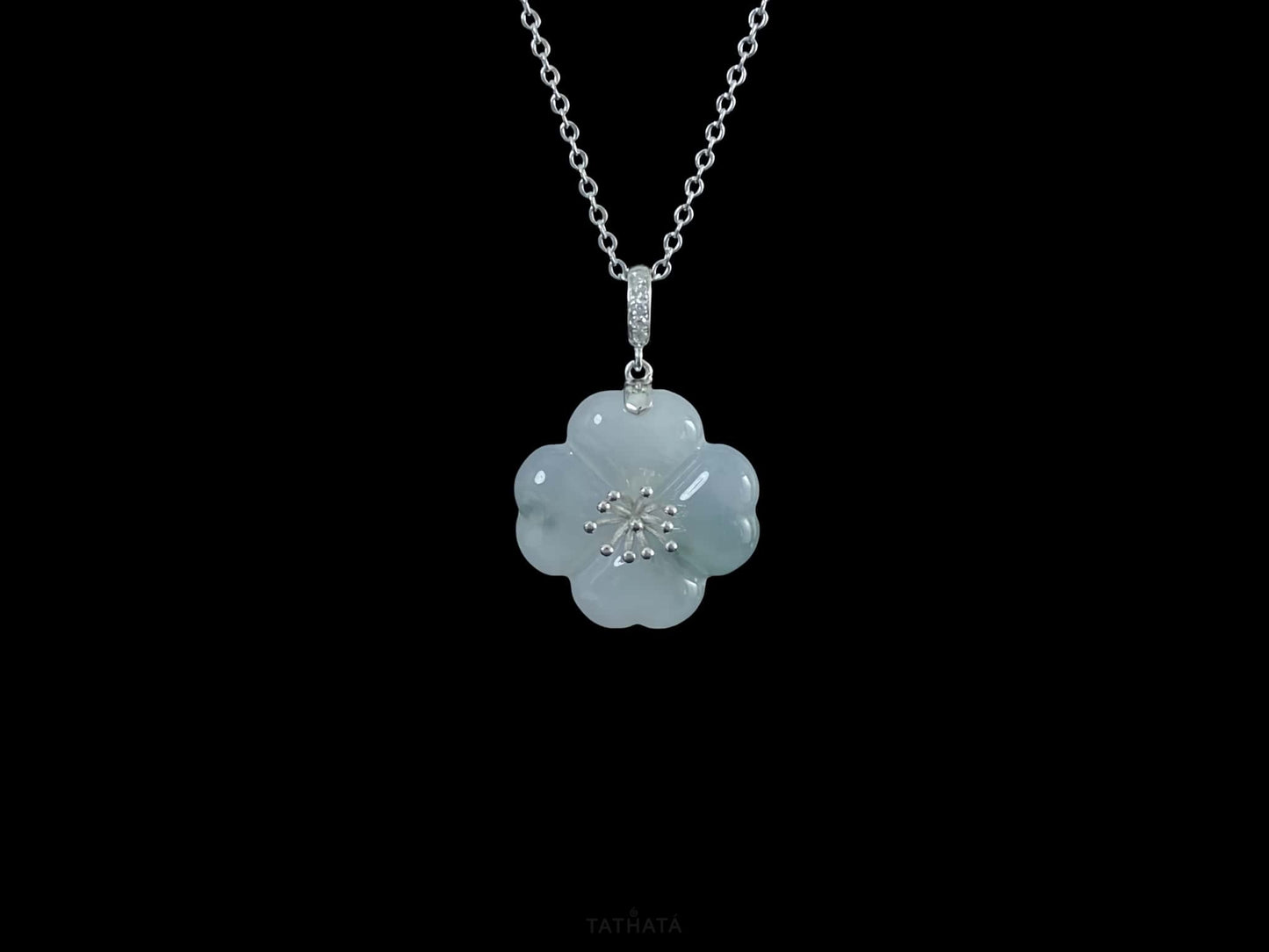 Soft Smoke Ice Floral · Nature Guatemalan Jadeite Pendant