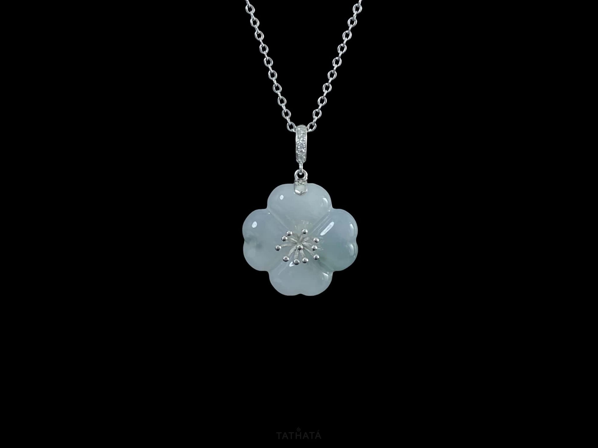 Soft Smoke Ice Floral · Nature Guatemalan Jadeite Pendant