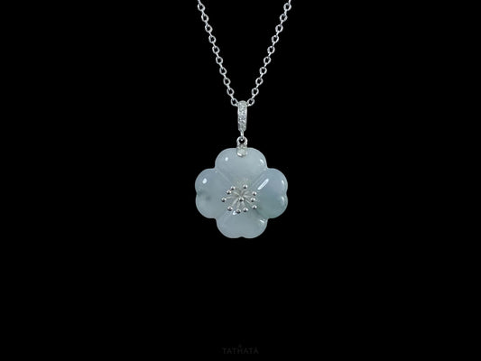 Soft Smoke Ice Floral · Nature Guatemalan Jadeite Pendant