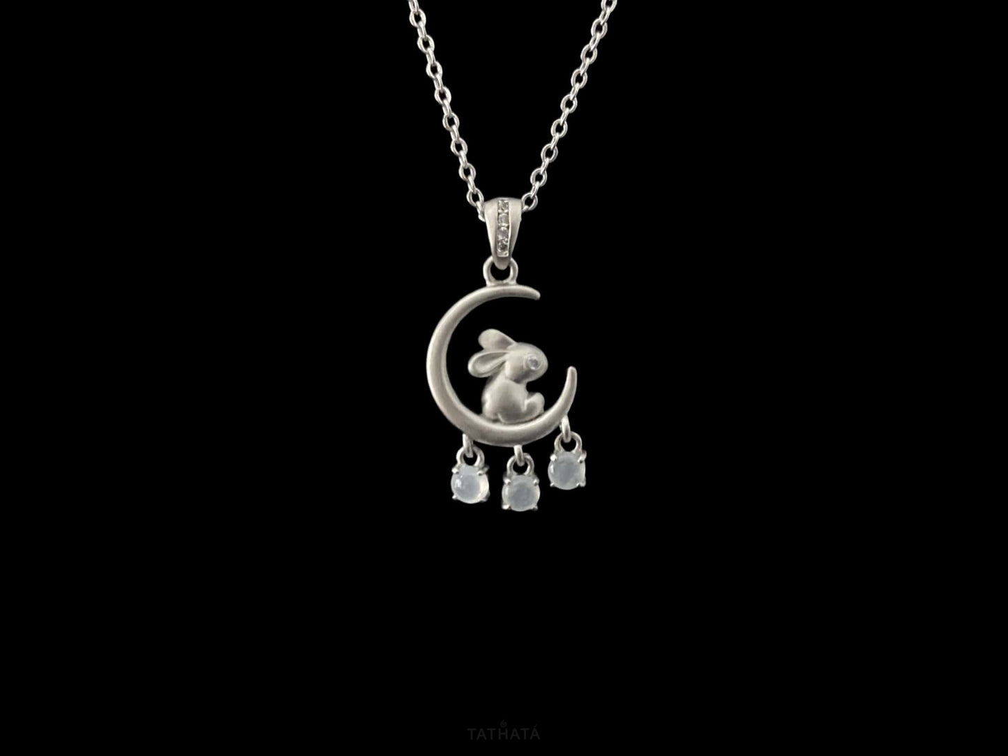 A moonlit hare spark jadeite pendant.