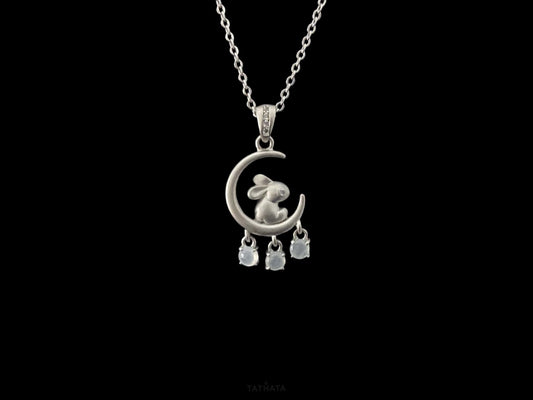 A moonlit hare spark jadeite pendant.
