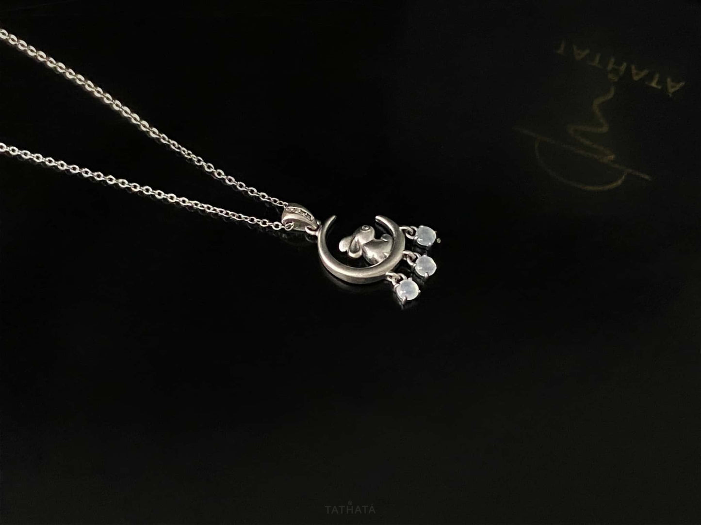 A moonlit hare spark jadeite pendant.