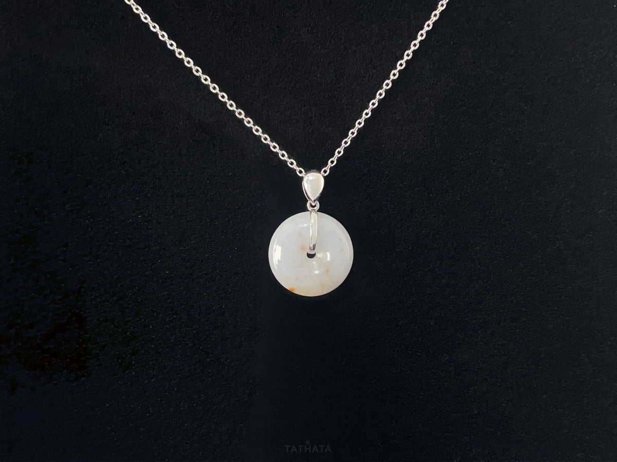 Auspicious Koi | Creamy White Freckled‑Gold · Nature Burmese Jadeite Pendant