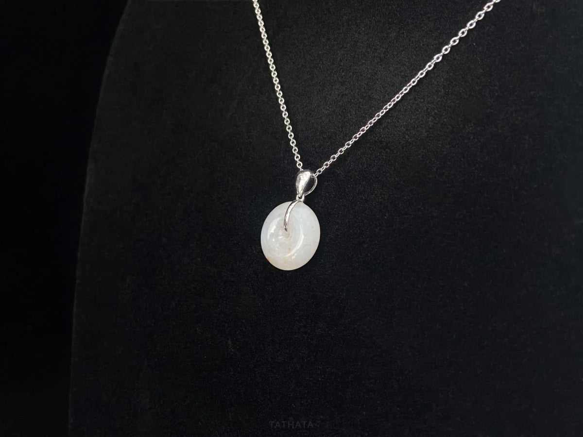 Auspicious Koi | Creamy White Freckled‑Gold · Nature Burmese Jadeite Pendant