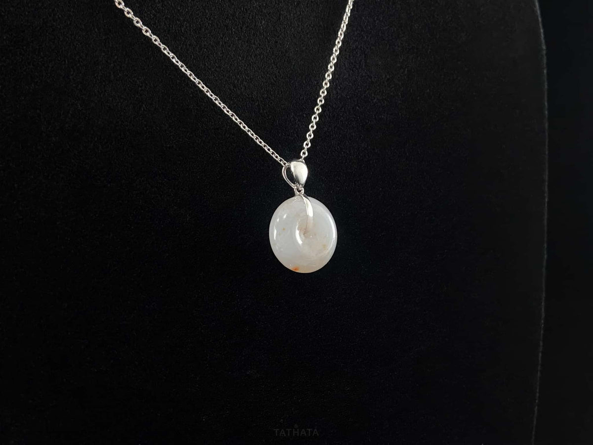 Auspicious Koi | Creamy White Freckled‑Gold · Nature Burmese Jadeite Pendant