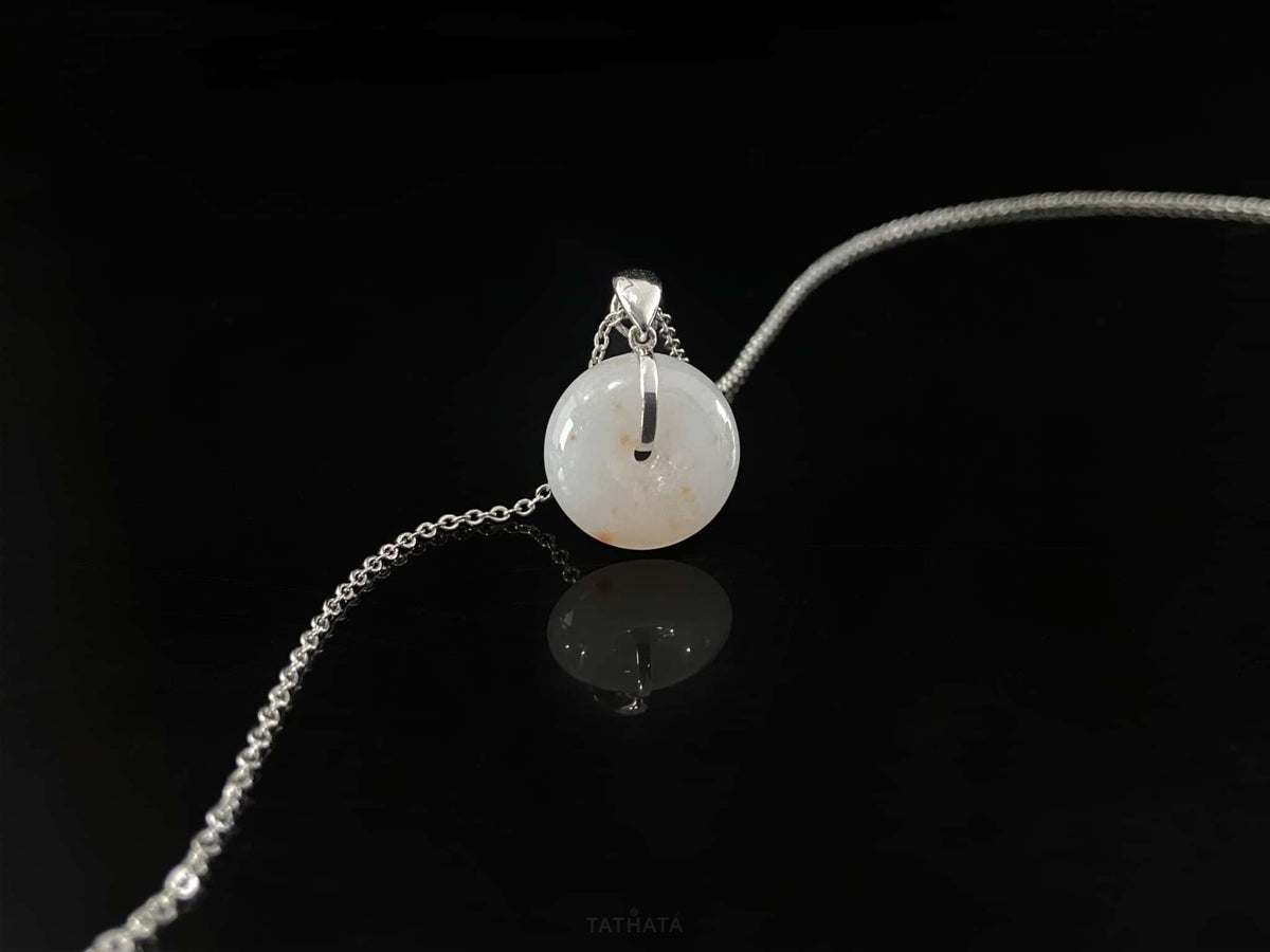 Auspicious Koi | Creamy White Freckled‑Gold · Nature Burmese Jadeite Pendant