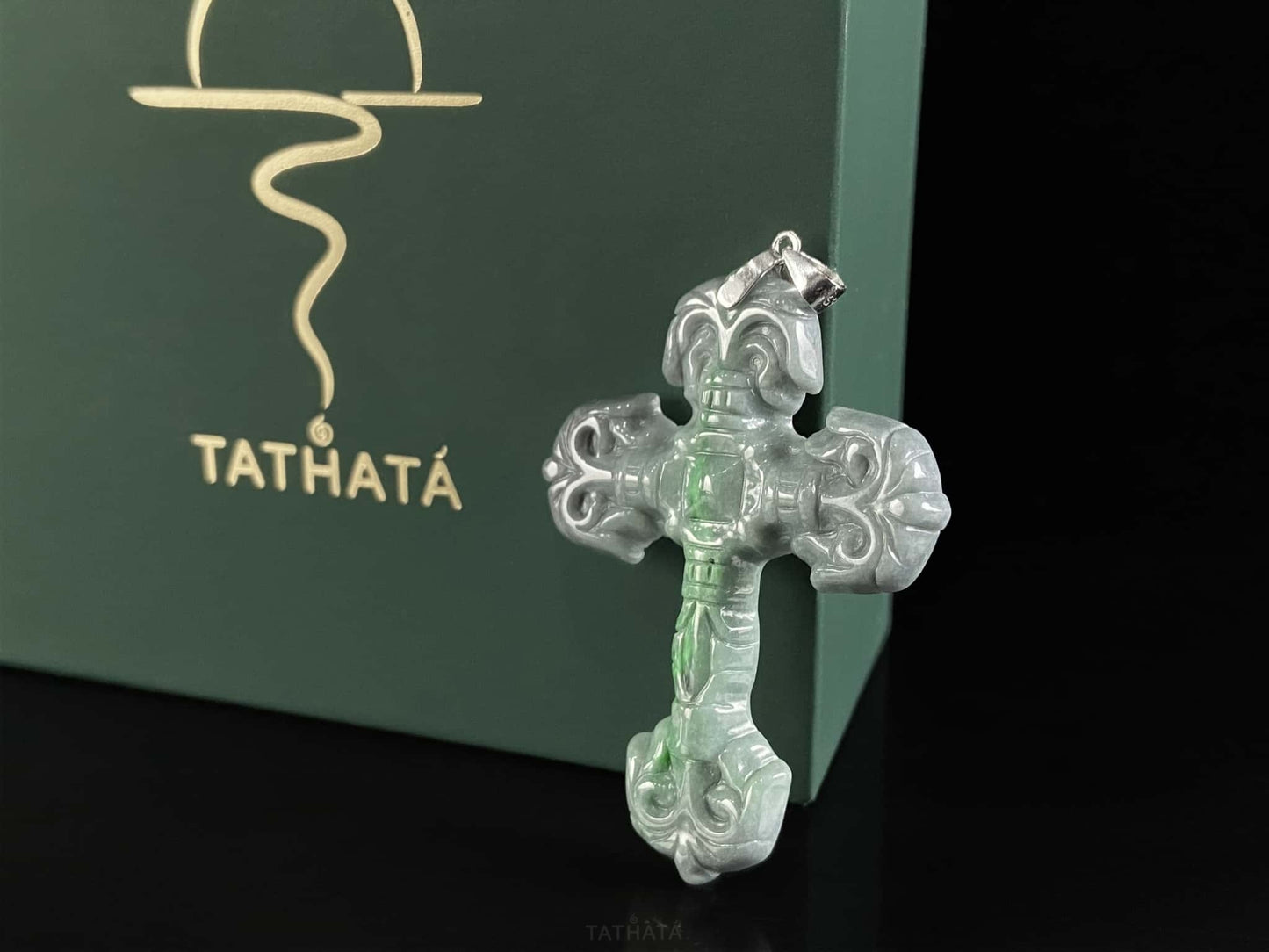 Wuji Gothic Cross · Nature Burmese Jadeite Pendant
