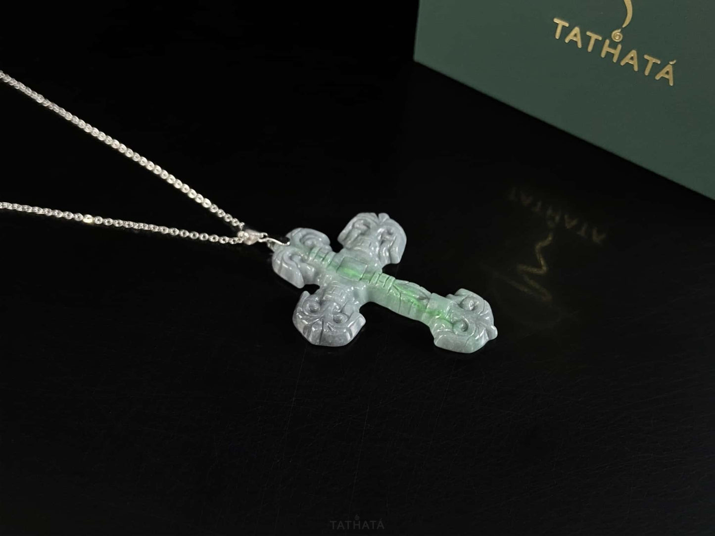 Wuji Gothic Cross · Nature Burmese Jadeite Pendant