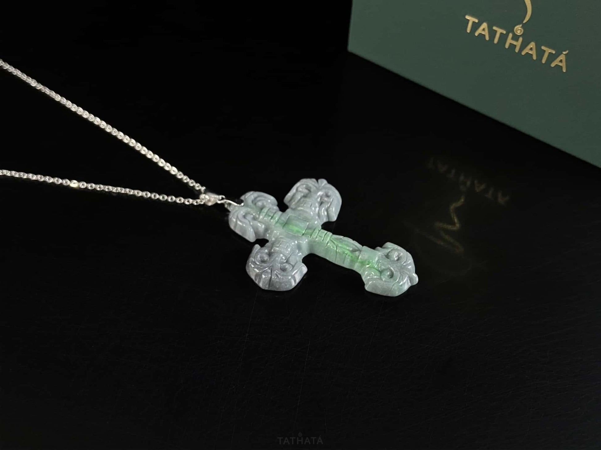 Wuji Gothic Cross · Nature Burmese Jadeite Pendant