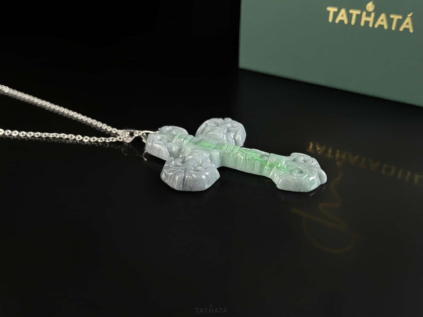 Wuji Gothic Cross · Nature Burmese Jadeite Pendant