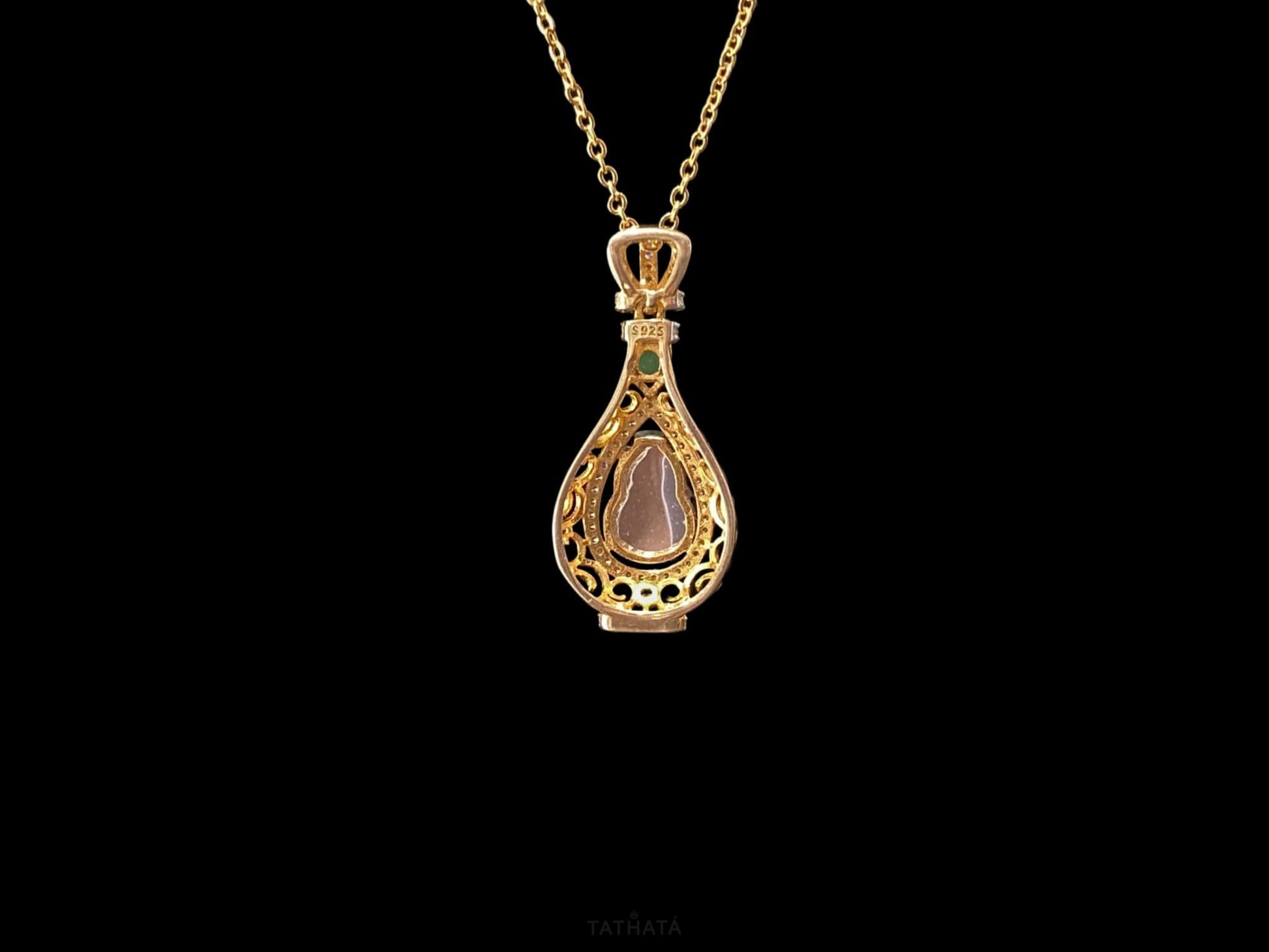 Glistening Gold And Verdant Green · Nature Jadeite Pendant