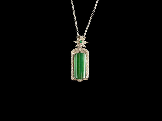 A rich green star frame jadeite pendant.