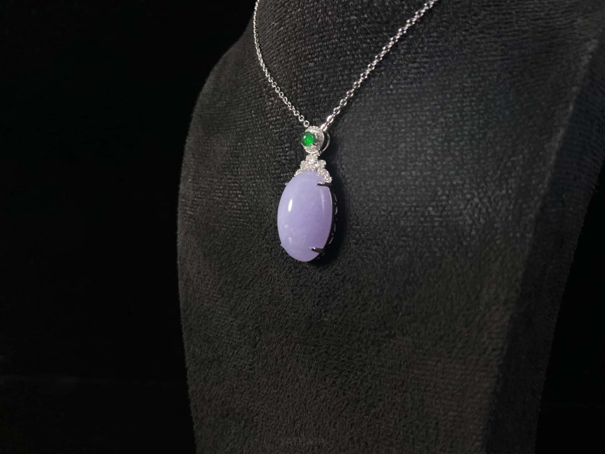 Luxury Collection 🟣 Lavender Haze Oval Glow · Nature Burmese Jadeite Pendant
