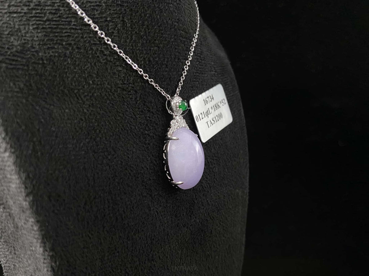 Luxury Collection 🟣 Lavender Haze Oval Glow · Nature Burmese Jadeite Pendant