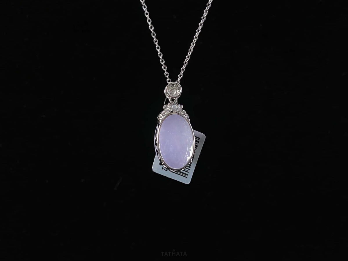 Luxury Collection 🟣 Lavender Haze Oval Glow · Nature Burmese Jadeite Pendant