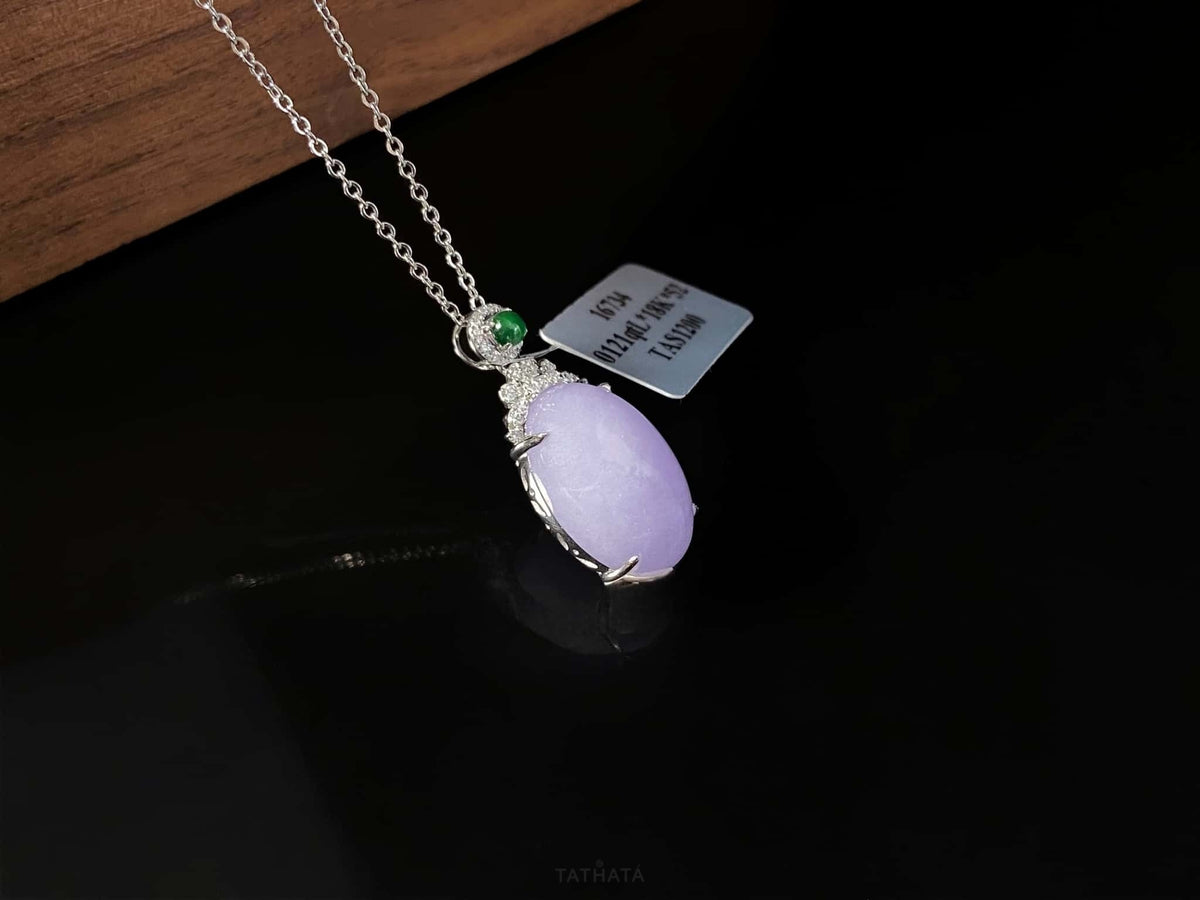 Luxury Collection 🟣 Lavender Haze Oval Glow · Nature Burmese Jadeite Pendant