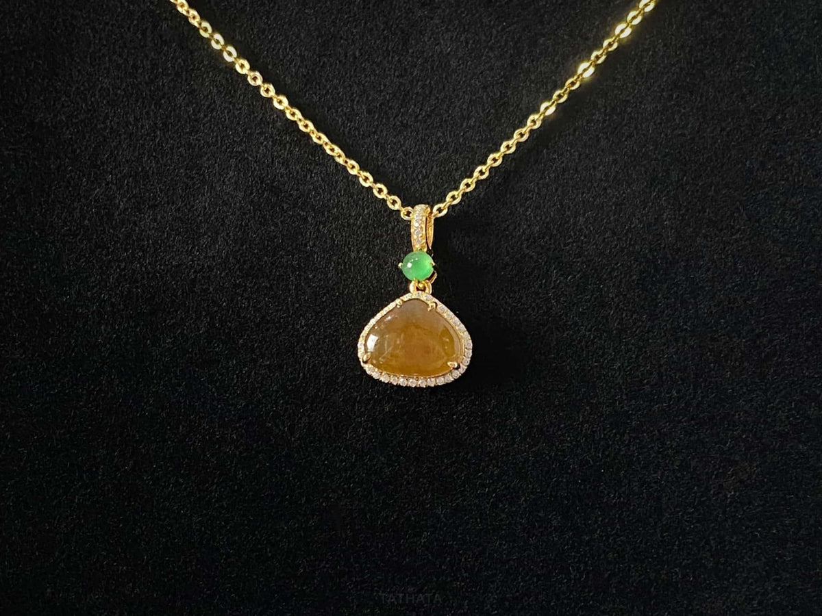 New Arrival 🍯 Warm Golden Amber · Nature Burmese Jadeite Pendant