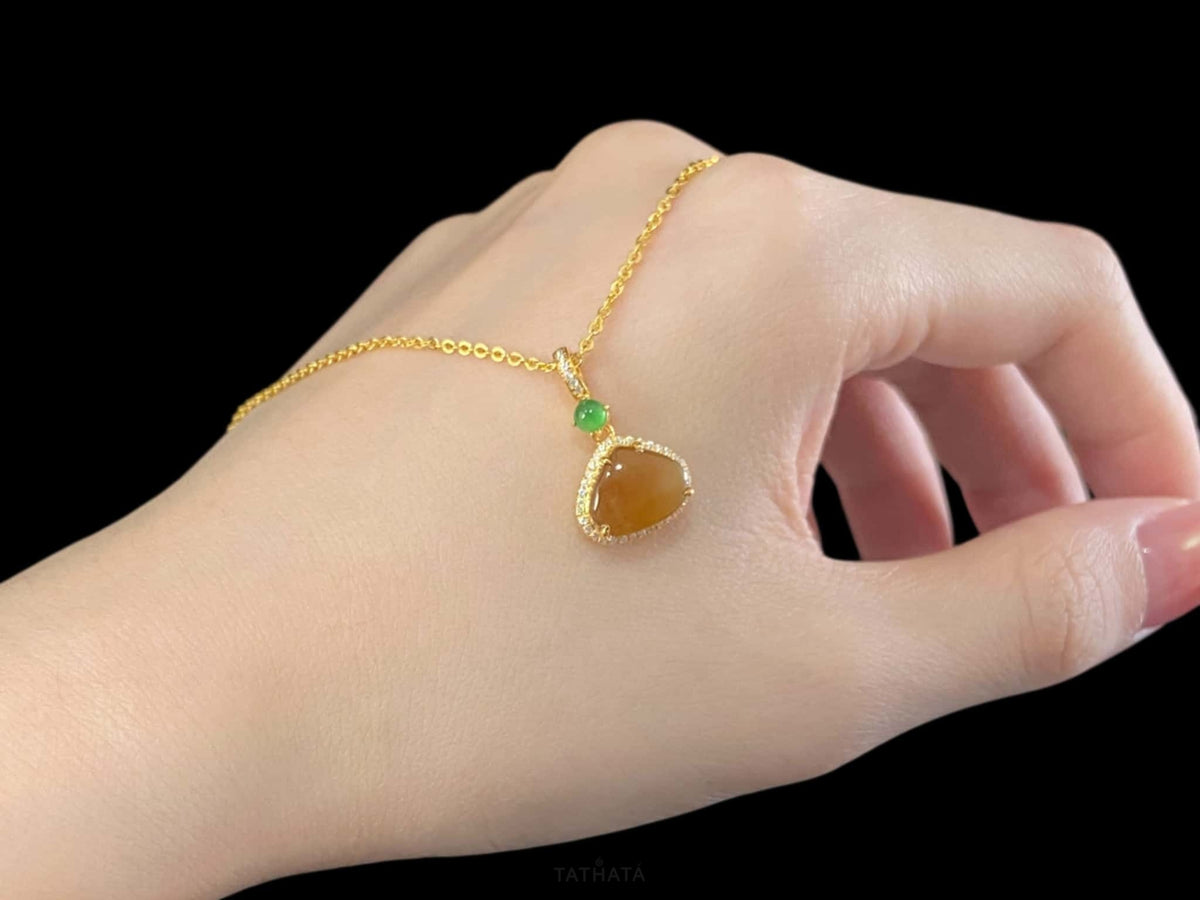 New Arrival 🍯 Warm Golden Amber · Nature Burmese Jadeite Pendant
