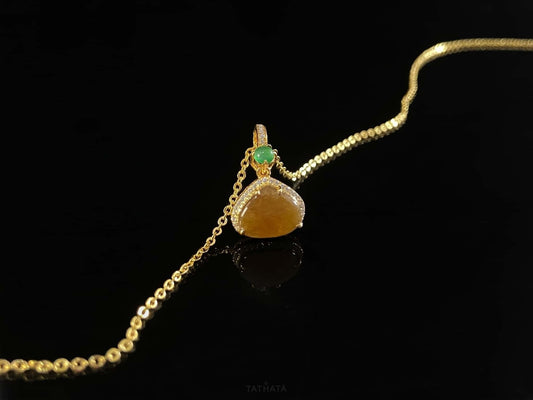 New Arrival 🍯 Warm Golden Amber · Nature Burmese Jadeite Pendant