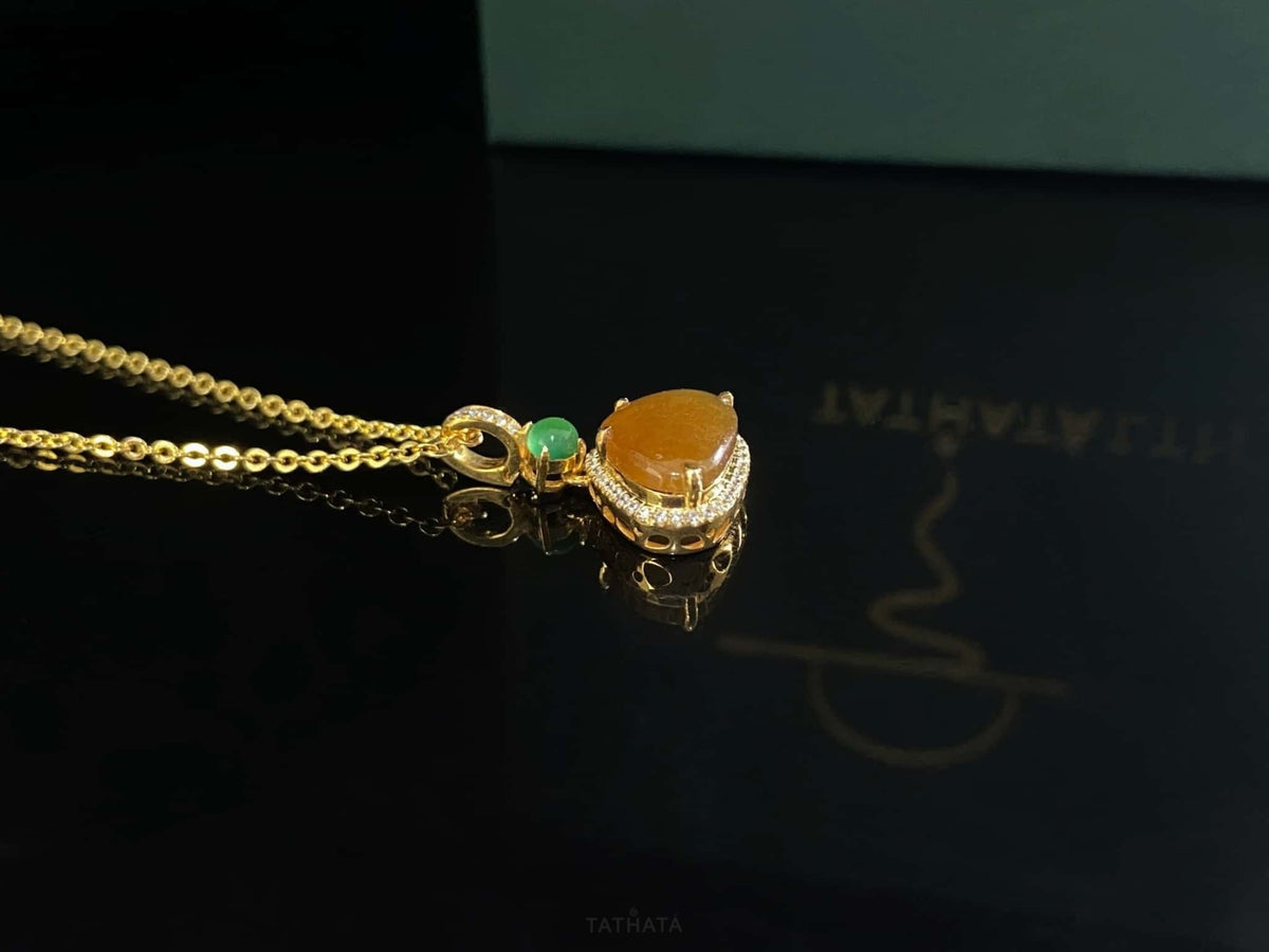 New Arrival 🍯 Warm Golden Amber · Nature Burmese Jadeite Pendant