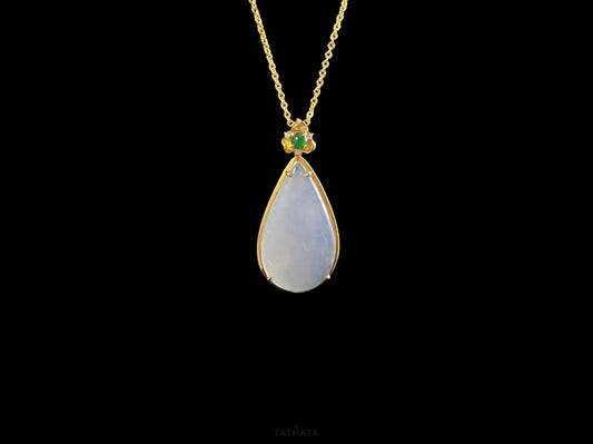 Silvery Frost Dew Drop · Nature Burmese Jadeite Pendant