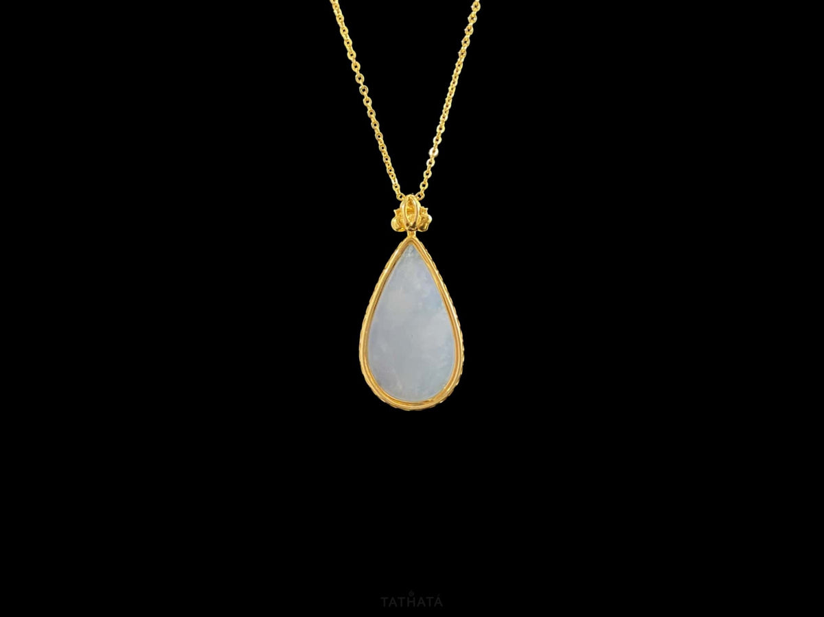 Silvery Frost Dew Drop · Nature Burmese Jadeite Pendant