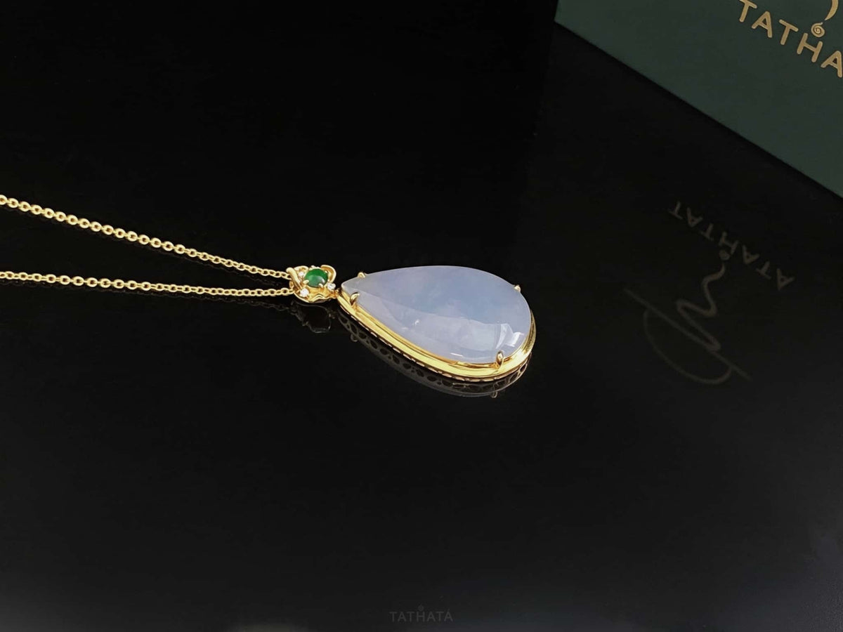 Silvery Frost Dew Drop · Nature Burmese Jadeite Pendant