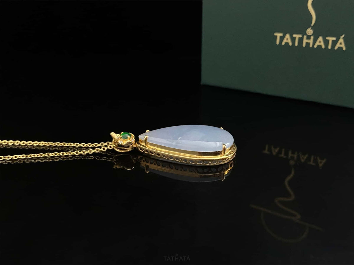 Silvery Frost Dew Drop · Nature Burmese Jadeite Pendant