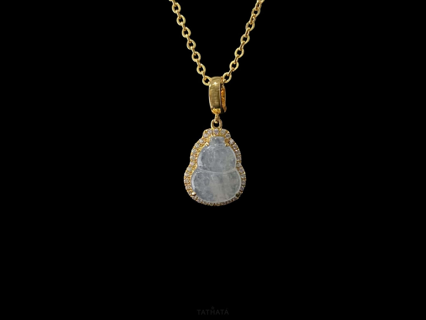 Gleam Of The Frost-Ice Gourd · Nature Jadeite Pendant