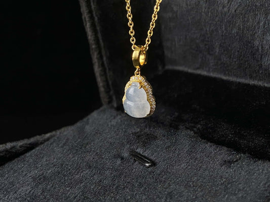 Gleam Of The Frost-Ice Gourd · Nature Jadeite Pendant