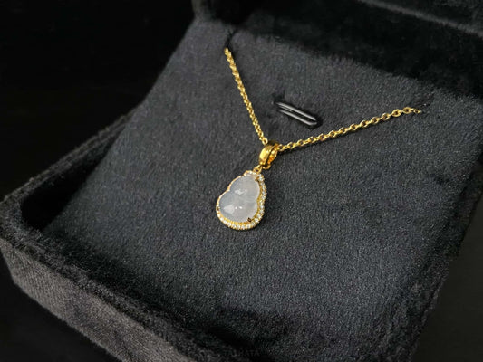 Gleam Of The Frost-Ice Gourd · Nature Jadeite Pendant