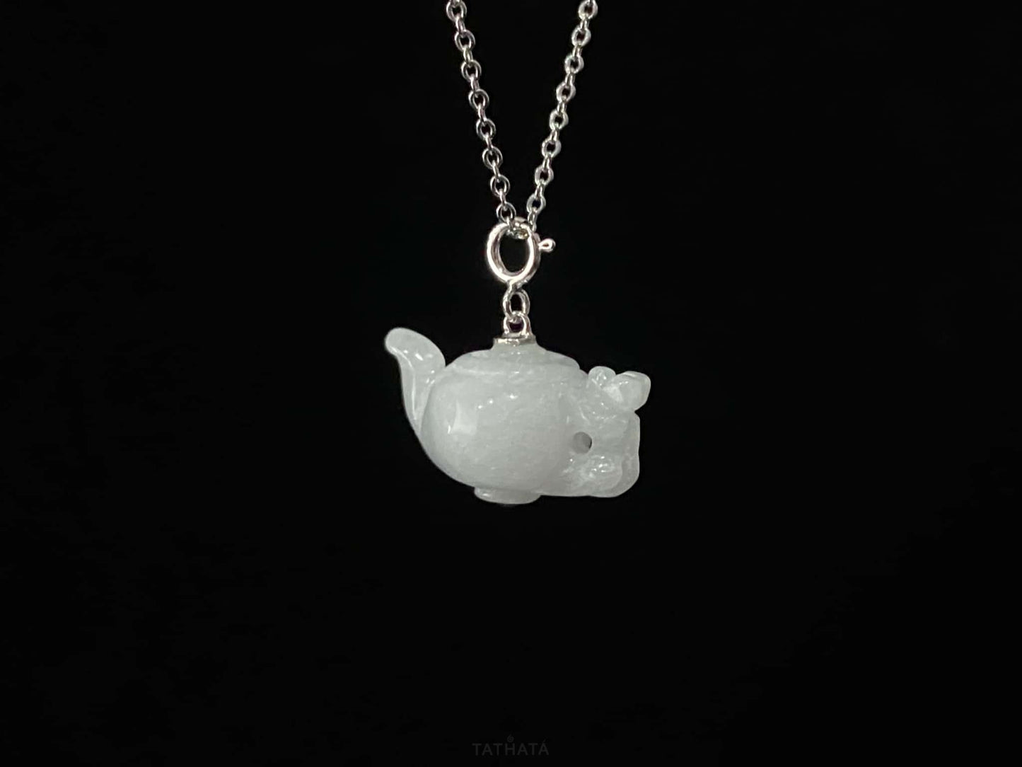 Dreamy White Peace Teapot · Nature Burmese Jadeite Pendant