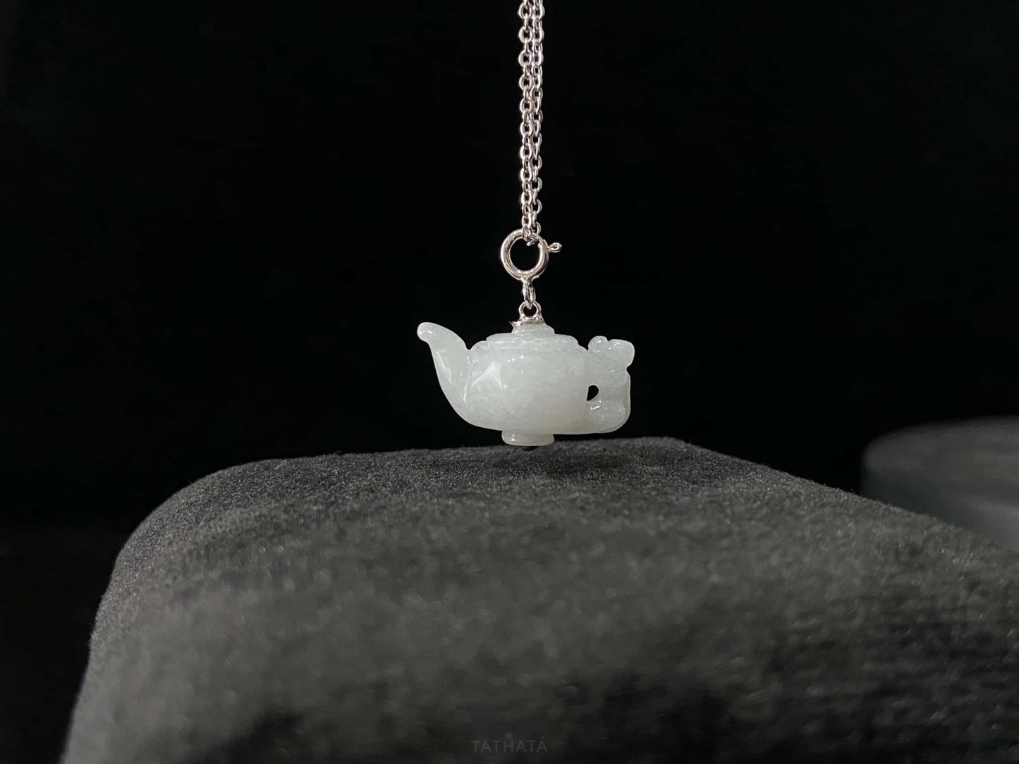 Dreamy White Peace Teapot · Nature Burmese Jadeite Pendant