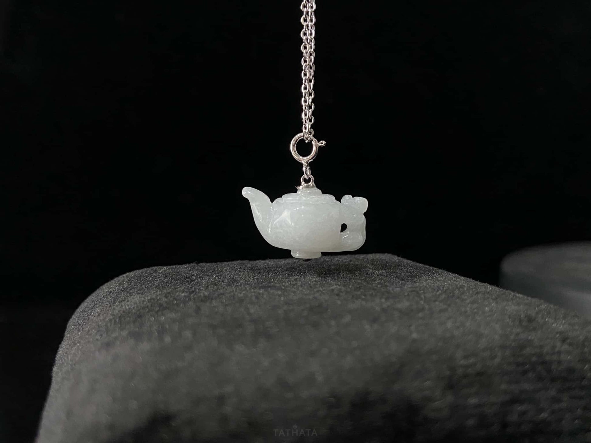 Dreamy White Peace Teapot · Nature Burmese Jadeite Pendant