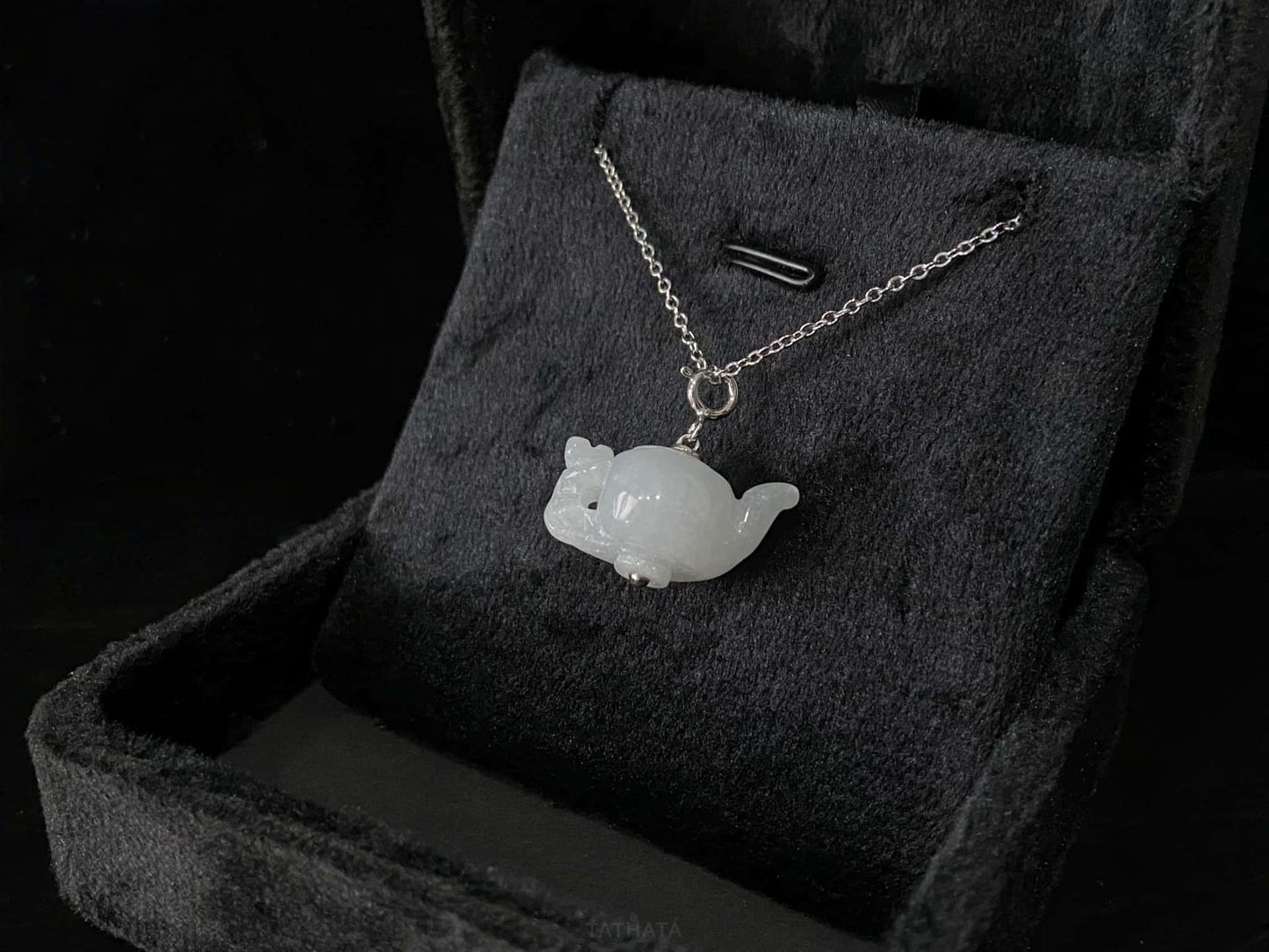 Dreamy White Peace Teapot · Nature Burmese Jadeite Pendant