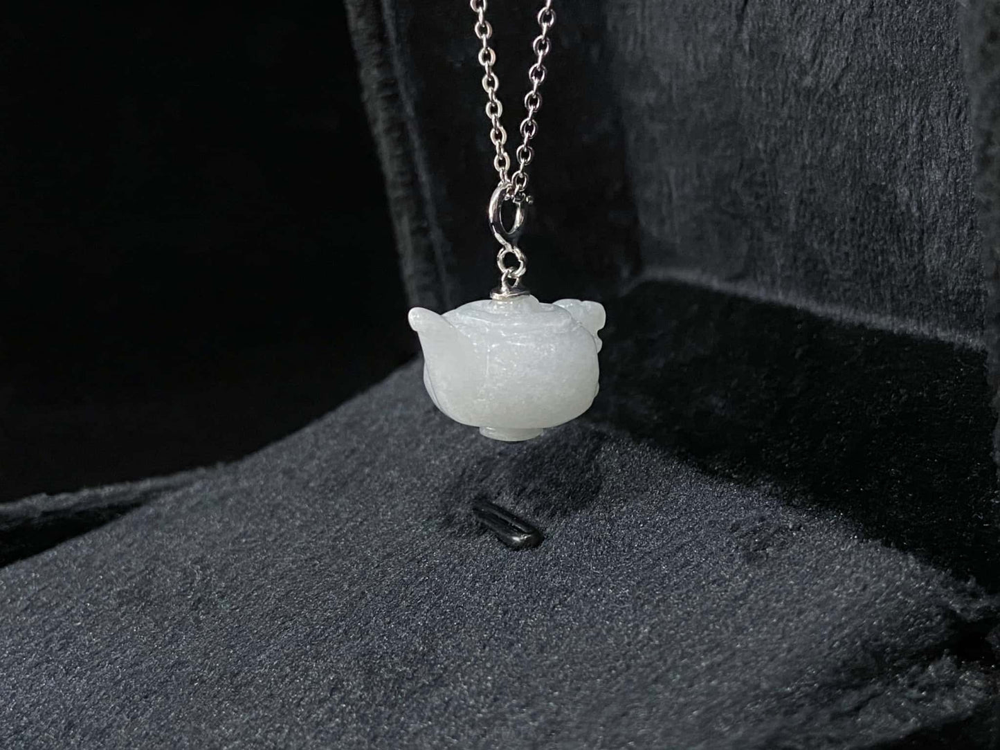 Dreamy White Peace Teapot · Nature Burmese Jadeite Pendant