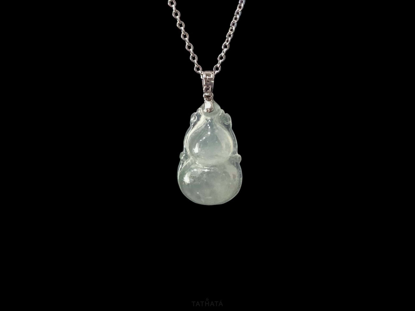Misty Glacier Fortune Gourd · Nature Burmese Jadeite Pendant