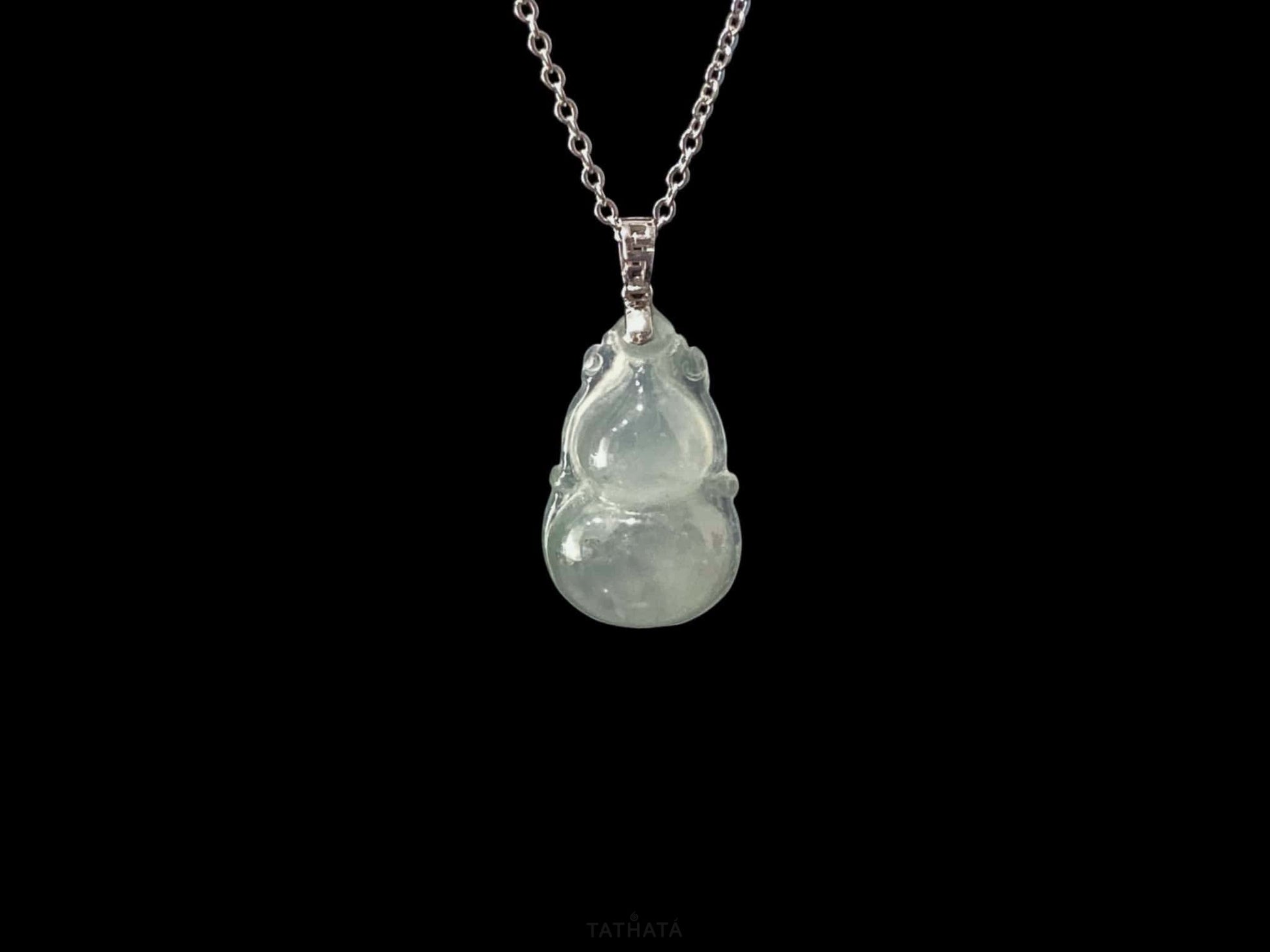 Misty Glacier Fortune Gourd · Nature Burmese Jadeite Pendant