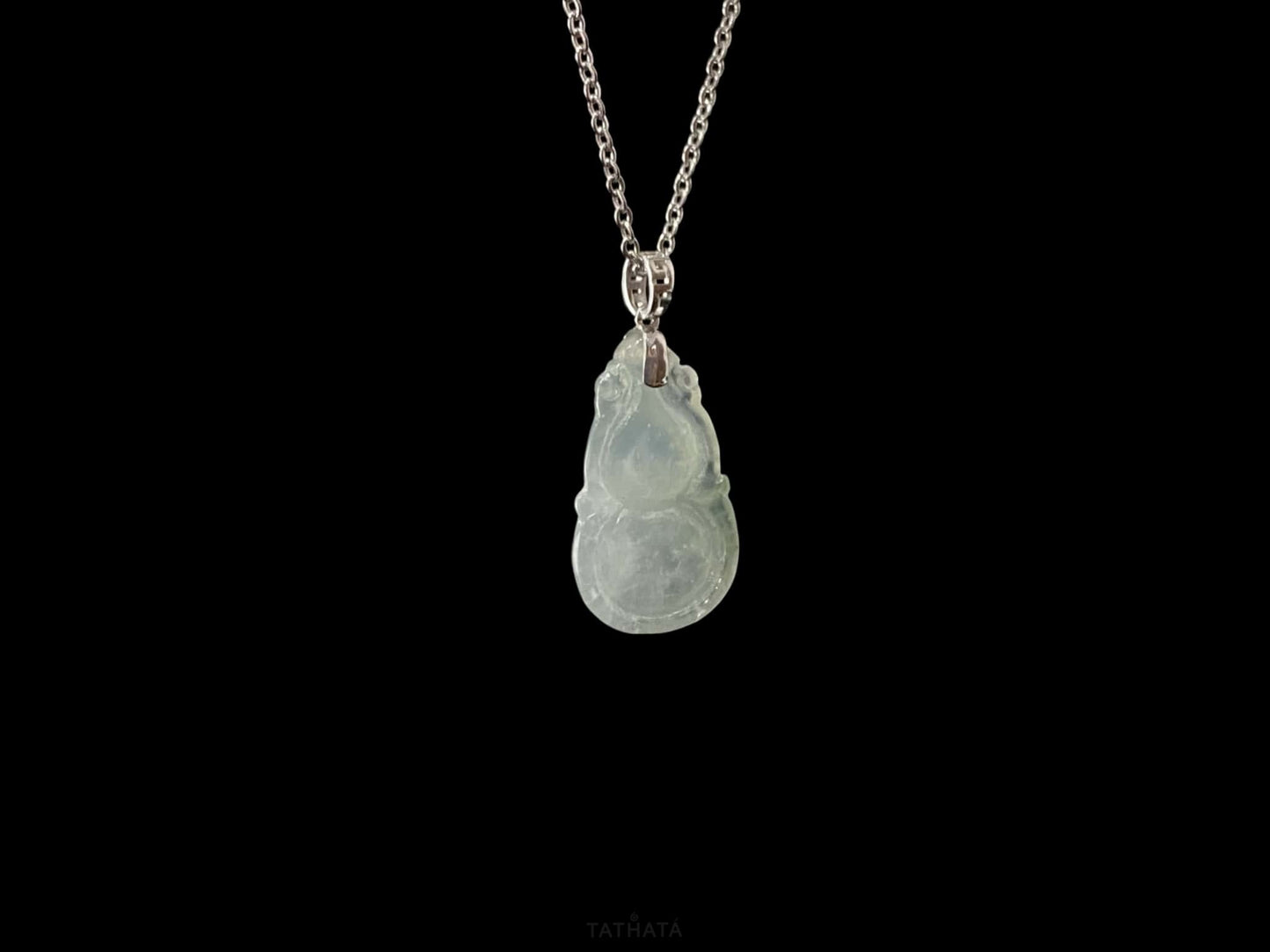 Misty Glacier Fortune Gourd · Nature Burmese Jadeite Pendant