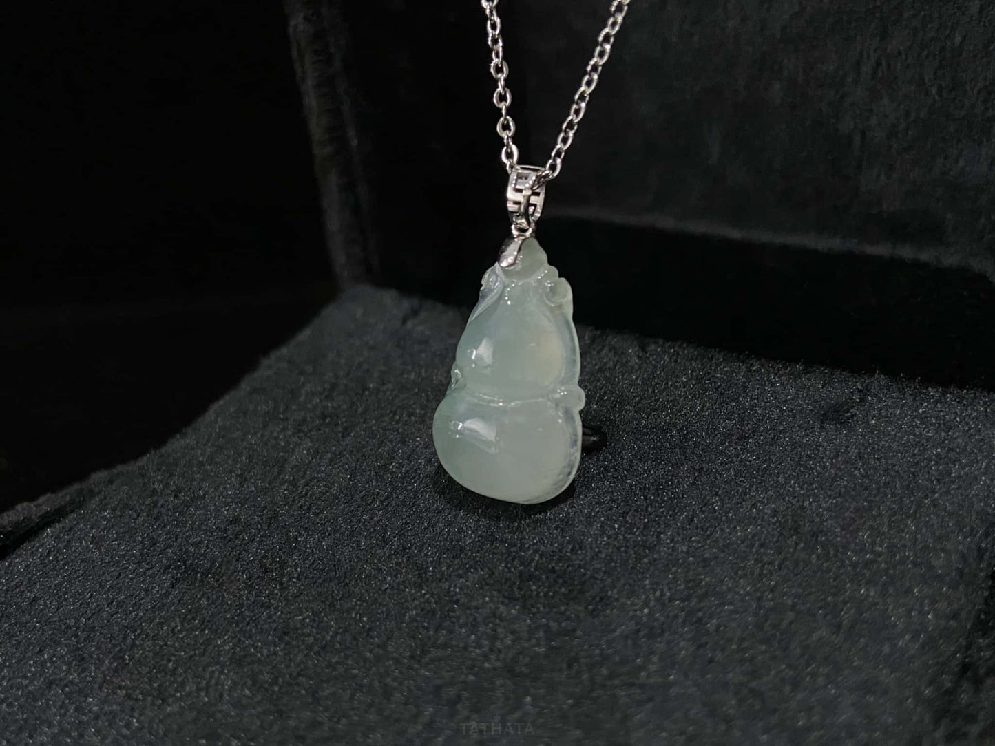 Misty Glacier Fortune Gourd · Nature Burmese Jadeite Pendant
