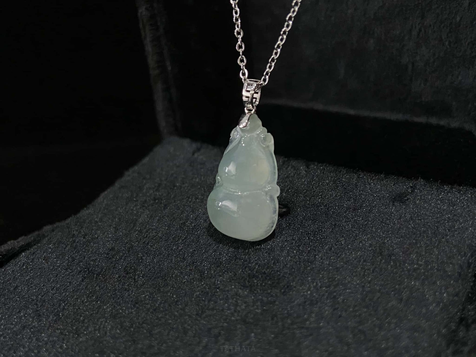 Misty Glacier Fortune Gourd · Nature Burmese Jadeite Pendant