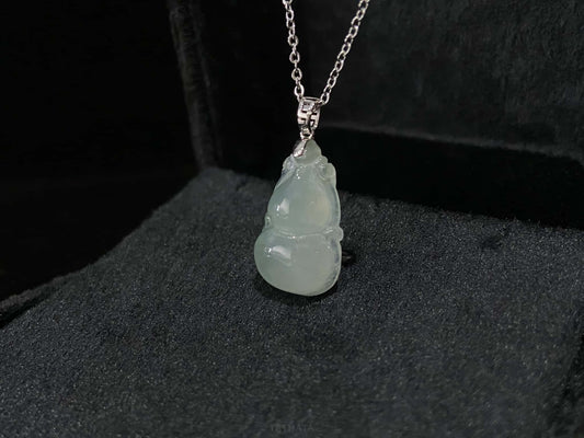 Misty Glacier Fortune Gourd · Nature Burmese Jadeite Pendant