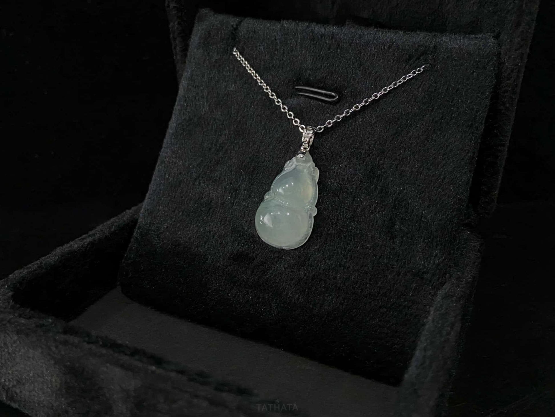 Misty Glacier Fortune Gourd · Nature Burmese Jadeite Pendant