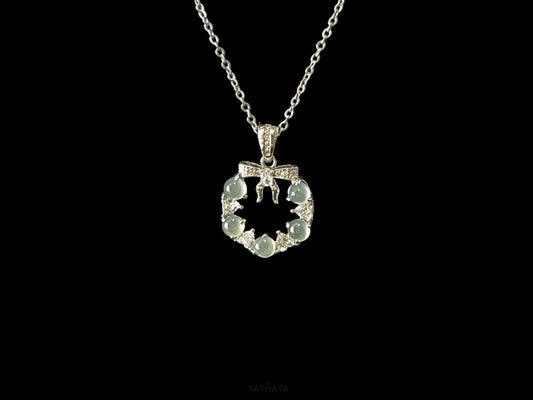 A icy bow wreath jadeite pendant.