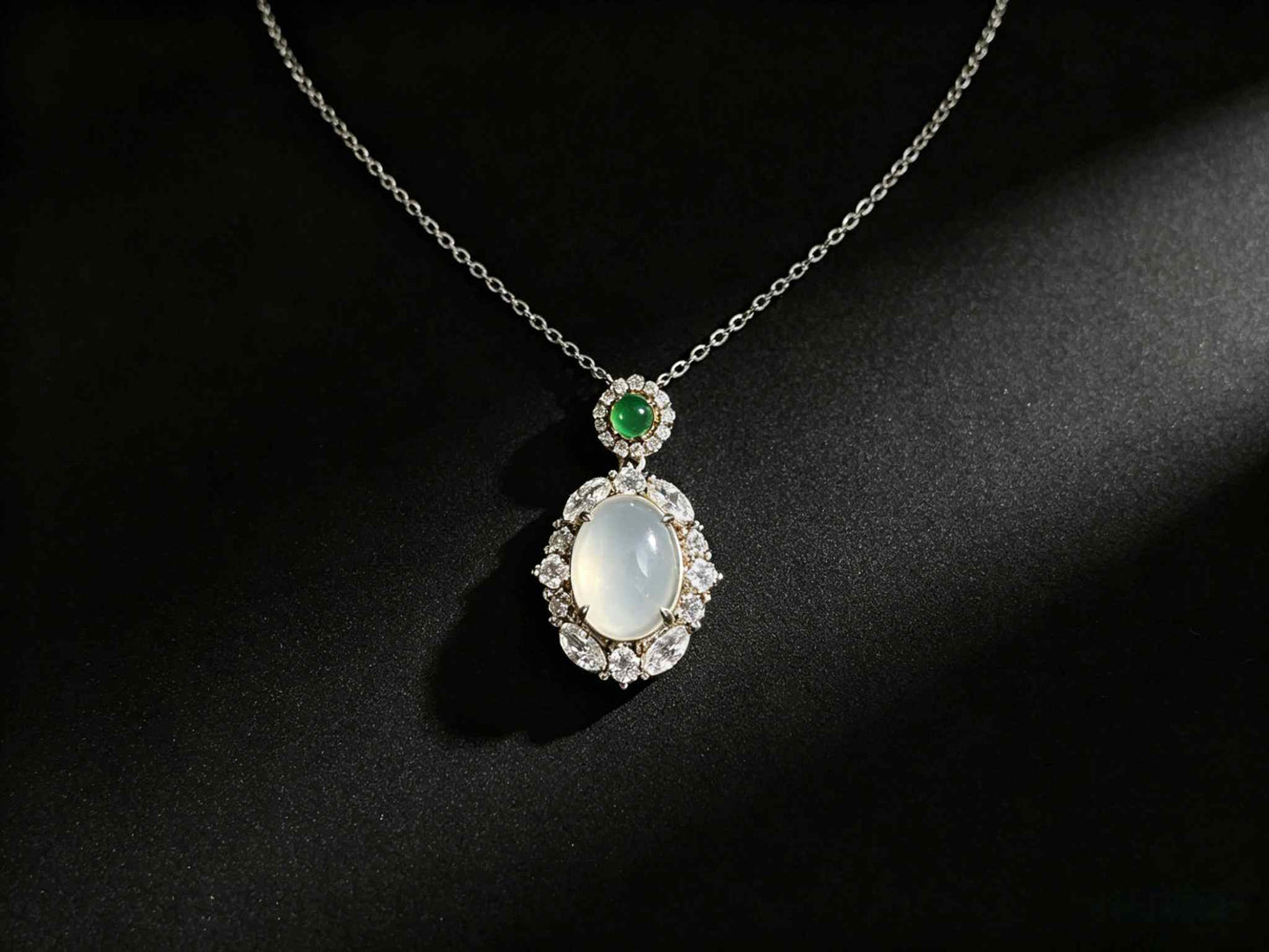 A elegant ice white green top jadeite pendant.